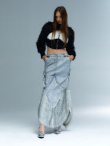 Emoha Silver Cat Tail Burst Leather Fishtail Skirt