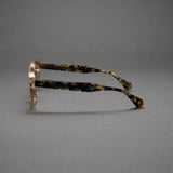 Vatic Vintage Optical Soto Champagne / Blue Demi 8mm thick-cut acetate frame glasses with light green lenses