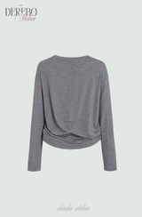 Mint Loose Stripe Long Sleeve T-shirt