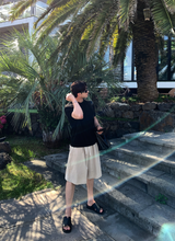 [ LOOKPLE x LEBELMENT ] クールピンタックリネンワイドショーツ