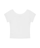 バタフライゴスワイドネッククロップTシャツ_ホワイト