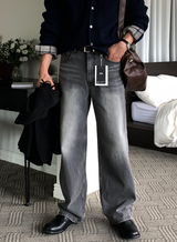 Crete Greywashed Semi-Wide Denim Pants