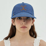 VA Curved Denim Stitch Detail 5Panel Ball Cap / Lightindigo