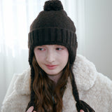 Folded Bell Earflap Beanie (Brown)