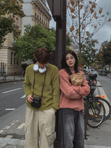 Blow angora round knitwear