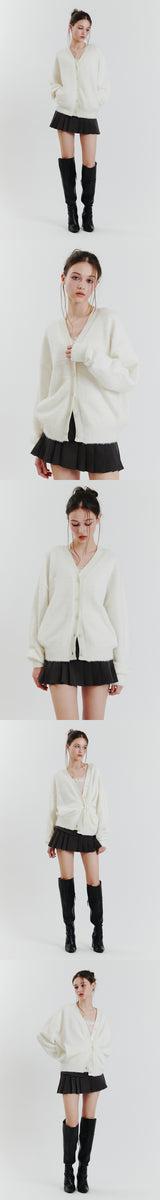EVA FUR CARDIGAN white