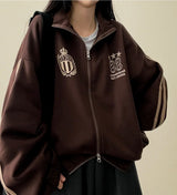 Dove Line Belt Track Two Way High Neck Zip-Up [Fleece]