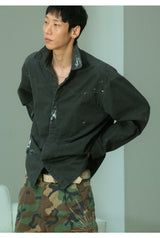  Western Painted Work Shirts [ CHARCOAL ]