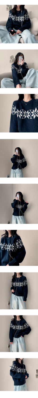 Yup Winter Snowflake Round Knitwear