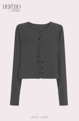 ロイヤル チャコール フリル トレーニング スリーピース セットアップ (Cardigan+Sleeveless+Pants)