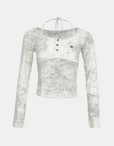 Greek Button Halter-neck T-Shirt