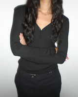 Kaya button T-shirt [Black]