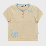 フラワーヘンリーネックハーフスリーブTシャツ