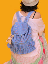 strawberry frill denim backpack