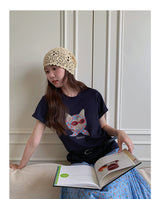 ビーズグラスグラフィッククルーネックTシャツ