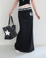 Number Lettering Color Banding Long Skirt