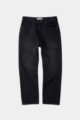ルーズフィットテーパードデニムパンツ (Washed Black)