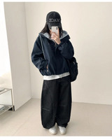Mika High Neck Color Matching Pendant String Hooded Jumper