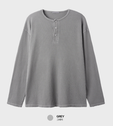 Hamir Vintage Waffle Pig Overfit Henry Neck Long Sleeve Ty