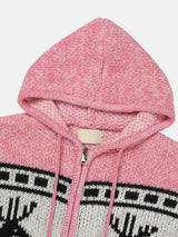 Cowichan knit hood zip-up 4color