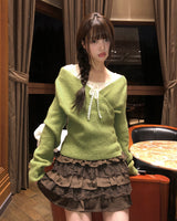 [MADE] Noma Lace Frill Banding Tiered Mini Skirt