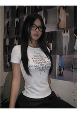 リボンレタリングラウンド半袖Tシャツ