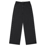 STRIPE WIDE FIT DENIM PANTS [CHARCOAL]