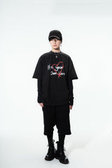 IKUTO X BLACKBLOND ダメージTシャツ  -  ブラック