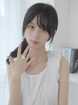 Flower Blue Silver Ring 