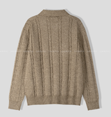 All-Day Cable Pattern Two-Button Collar Knit