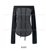 Five Strap Off Shoulder Stripe Long Sleeve