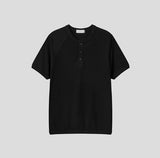 Logan Ribbed Muscle Fit Henley Neck Short Sleeve T-shirt