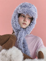 KNOT EARFLAP HAT IN FURRY BLUE