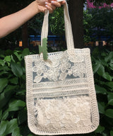 Rosé Flower Transparent Knit Linen Rattan Shoulder Bag Travel Bag 1 Color