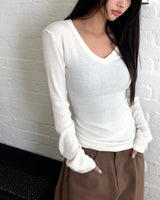 Ryudi Slim Wool ribbed V-neck knit