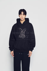 24FW LETTERING RABBIT HOODIE BLACK