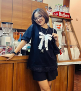 BON RIBBON LACE TSHIRT BLACK