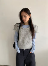 スビットラウンドヘアー半袖ニット
