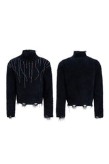 Embellished Cyber Turtleneck Sweater