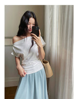 Off Shoulder Ruched Short Sleeve Top