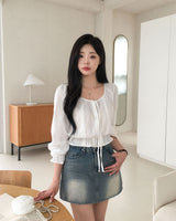 [MADE] Lower, frill long sleeve blouse