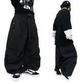wide-parasuit buckle pants