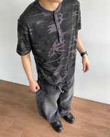 カモフラージュヘンリーネックショートスリーブTシャツ