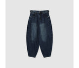 Round denim pants