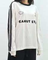 PEANUT STAIN - 4 Stripes Arm Ivory Boxy Long Sleeve Tshirt