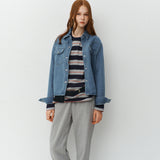 Oversized Stripe T-Shirts_Navy