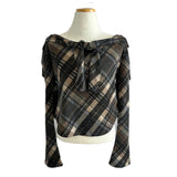 Leaf Trail Check Scarf Long Sleeve T-shirt