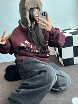 SHOULDER ARM PRINTING TATTOO PATCH CHERRY HOODIE🍒🩵🤍3COLOR