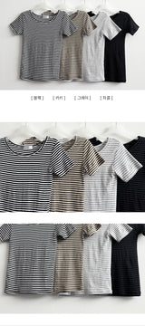 ZK スリムストライプダンジャラ半袖Tシャツ