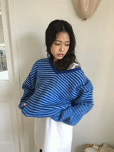 [MD Pick] カレンストライプⅤネックニット (3color)